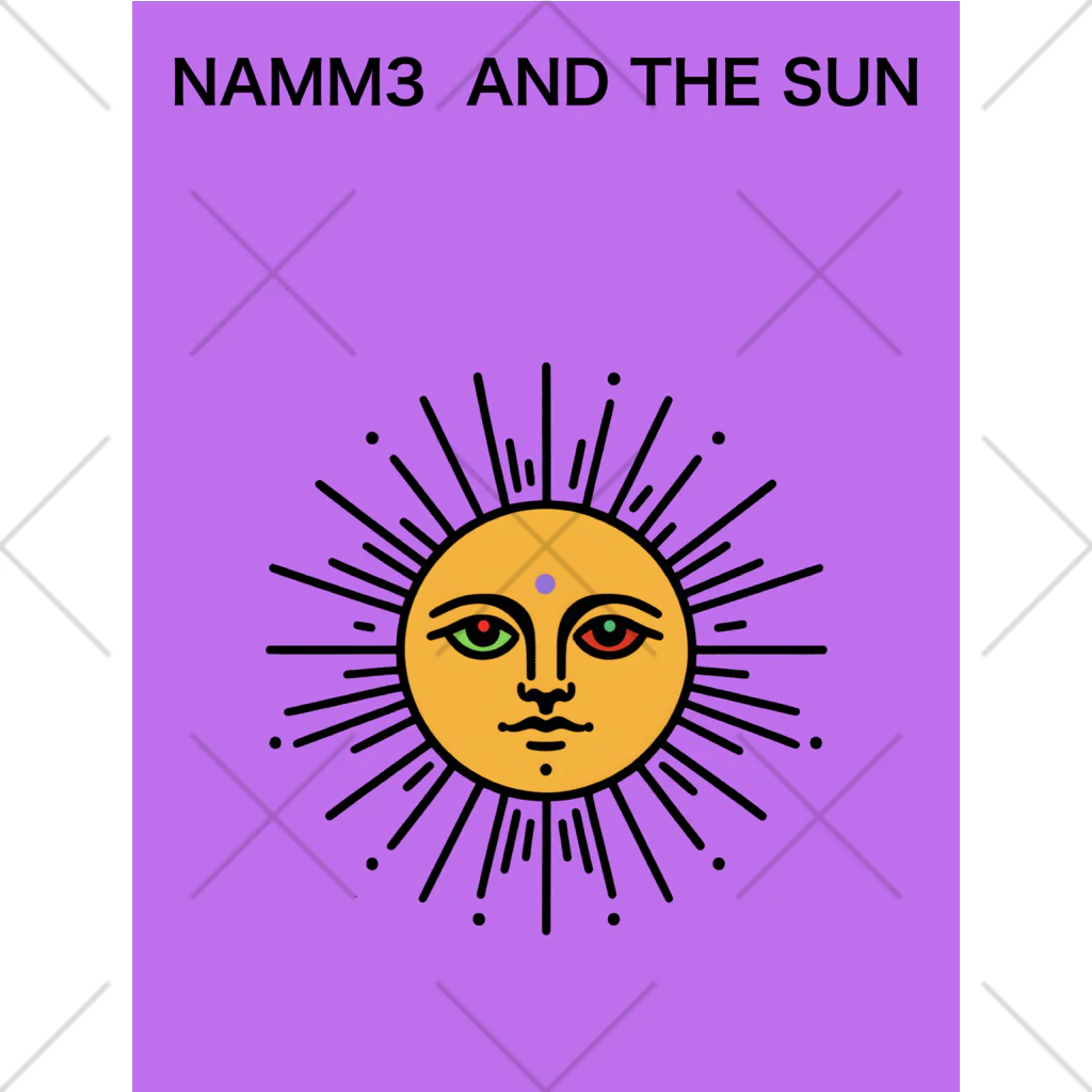 NAMM3 AND THE SUNの南無三の太陽　くるぶしソックス　黒輪郭　紫 くるぶしソックス