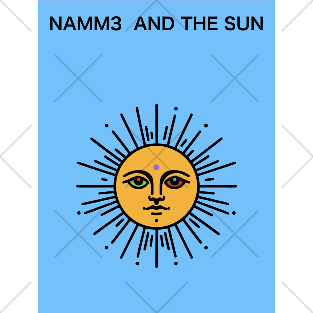 NAMM3 AND THE SUNの南無三の太陽　くるぶしソックス　黒輪郭　水色 くるぶしソックス