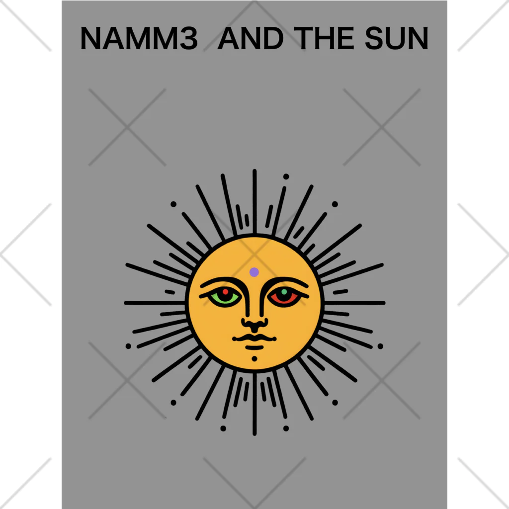 NAMM3 AND THE SUNの南無三の太陽　くるぶしソックス　黒輪郭　グレー くるぶしソックス