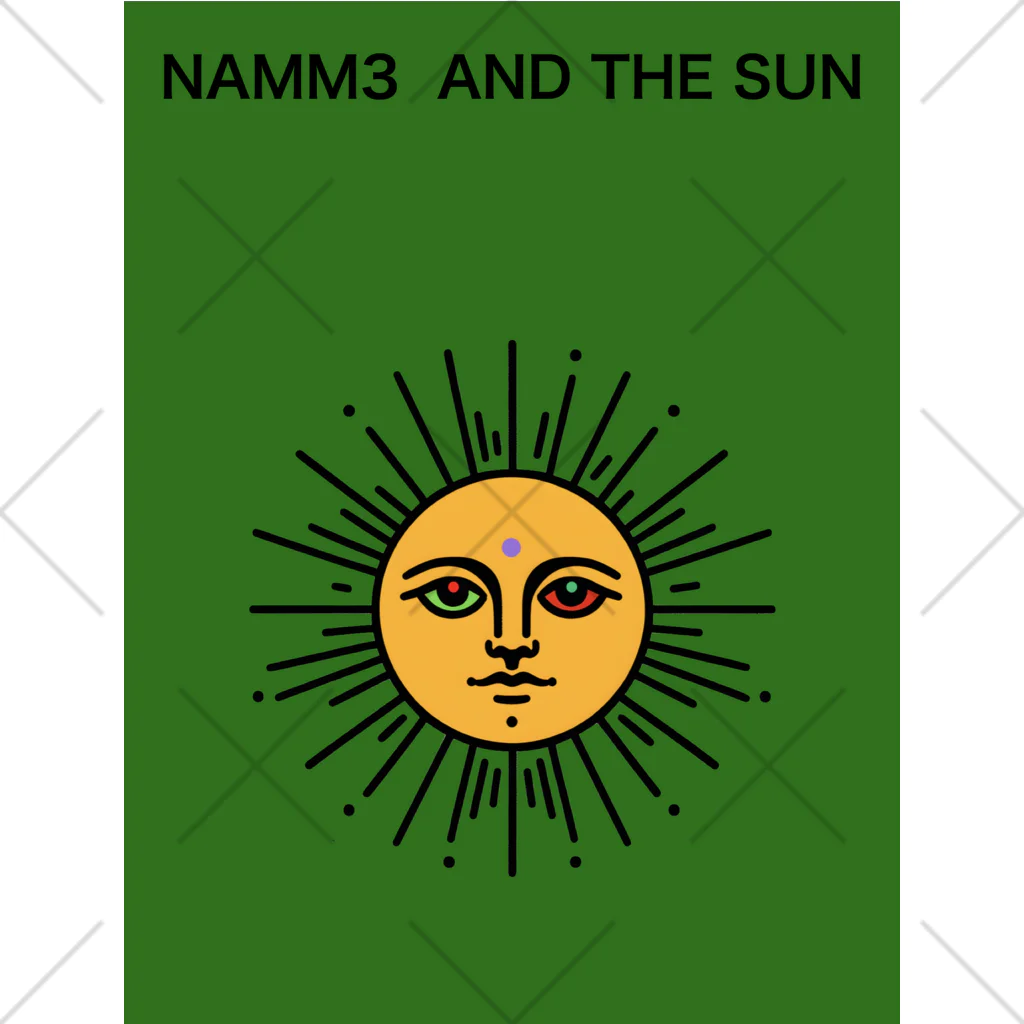 NAMM3 AND THE SUNの南無三の太陽　くるぶしソックス　黒輪郭　緑 くるぶしソックス