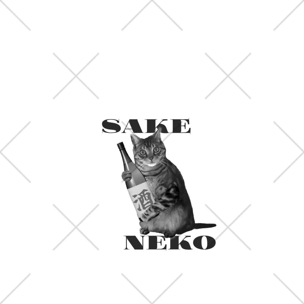 毎日ころりんのSAKE NEKO（モノクロ） くるぶしソックス