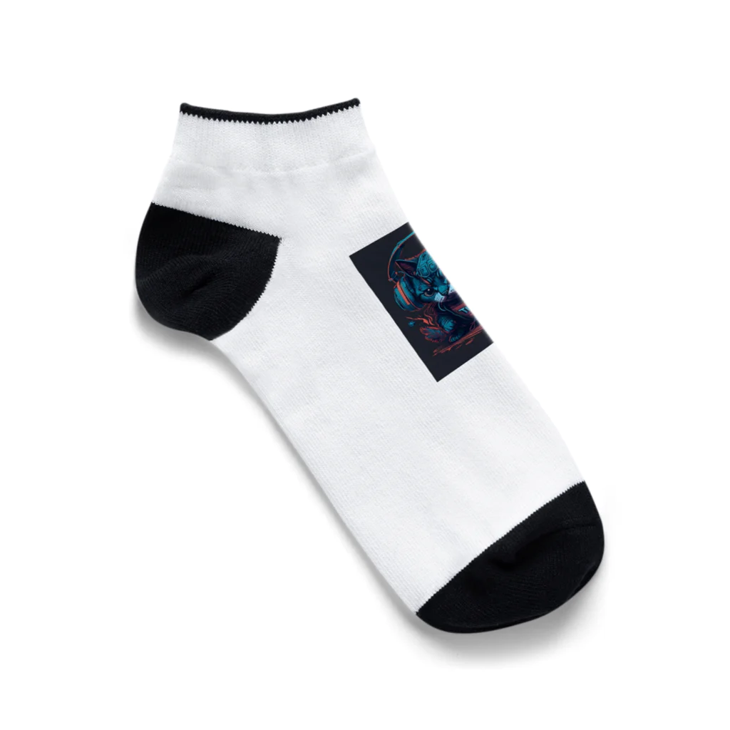 ラーメンマッスルショップのにゃん吉くん Ankle Socks