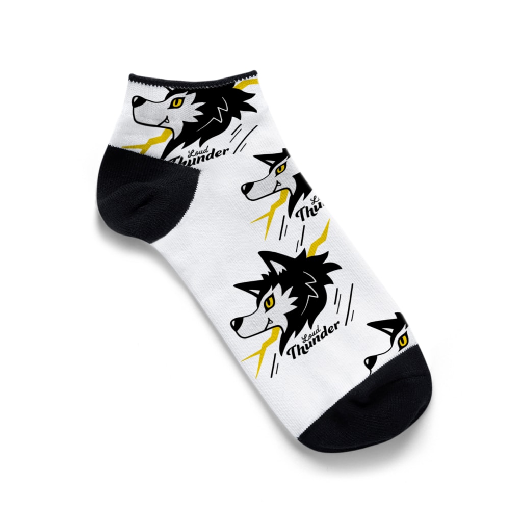 kocoon（コクーン）のうるさい雷と狼（白） Ankle Socks