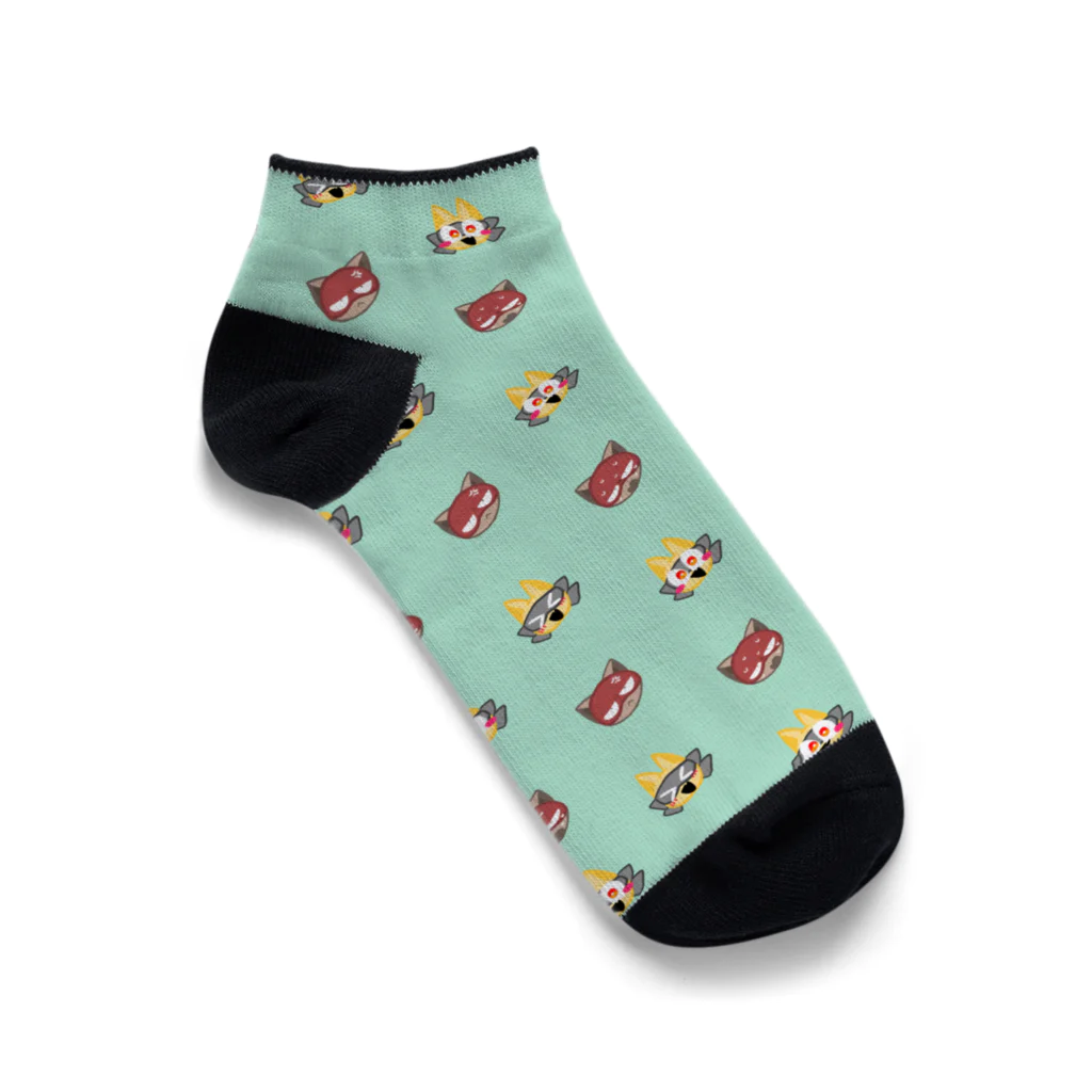 黒猫🐧のヒーローくんとヴィランくん　にこにこ！ Ankle Socks