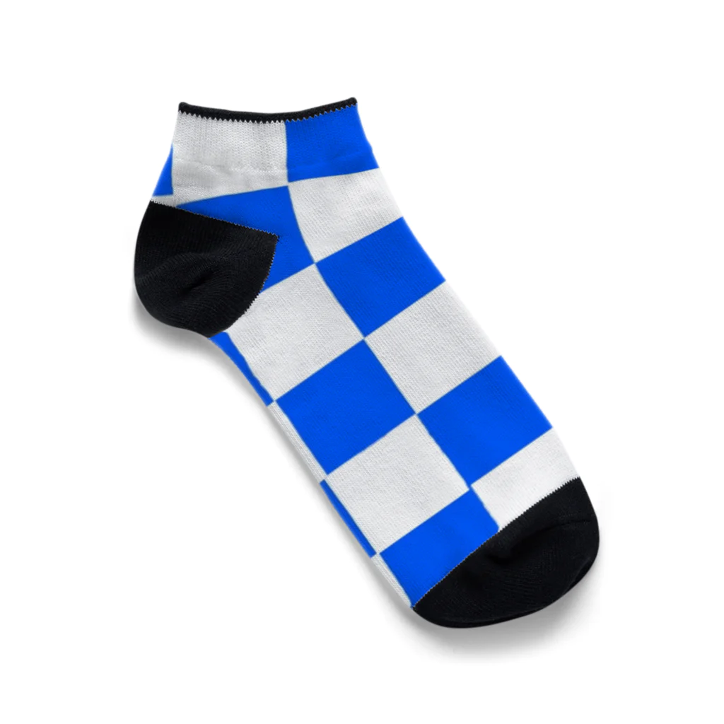 IMABURAIの白青四角 Ankle Socks