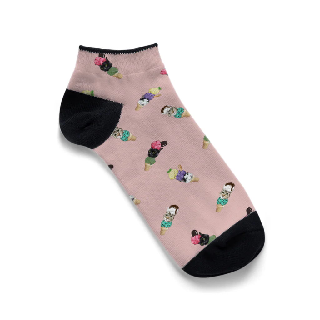 みきぞーん｜保護猫 ミッキー画伯と肉球とおともだちのumi sora riku taiga kouga Ankle Socks