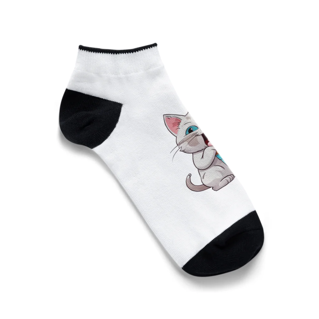 マッスルショッピングのもふもふでかわいい猫 Ankle Socks