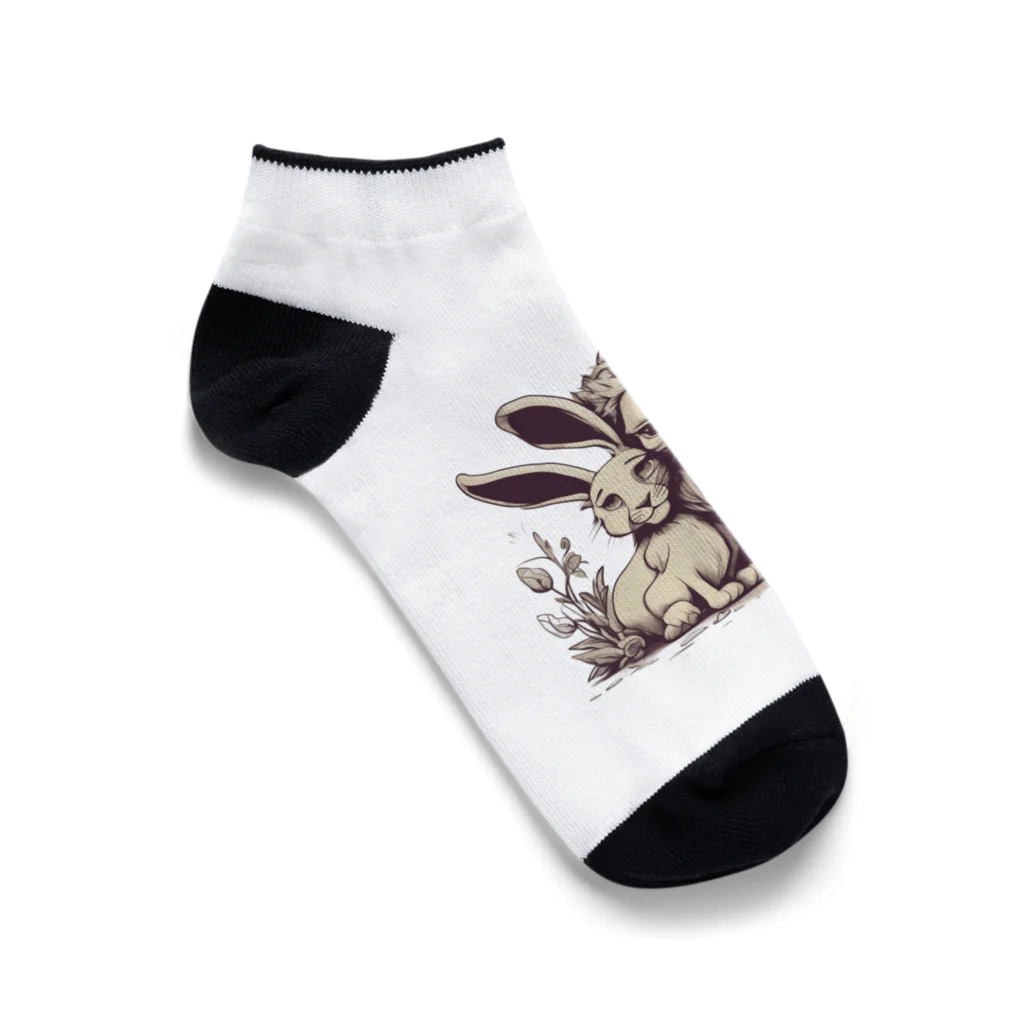 マッスルショッピングのライオンとウサギの不思議な交流 Ankle Socks