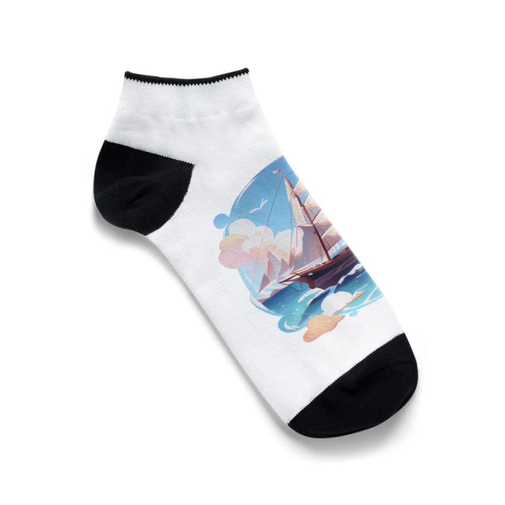 leopanda_studioの晴天の大海原と帆船 Ankle Socks