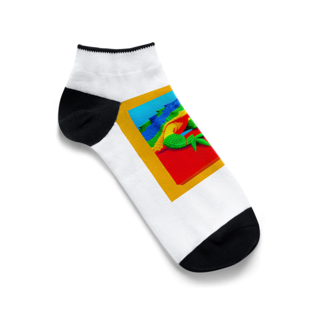 Ikujipappaのカラフルクロコダイル Ankle Socks