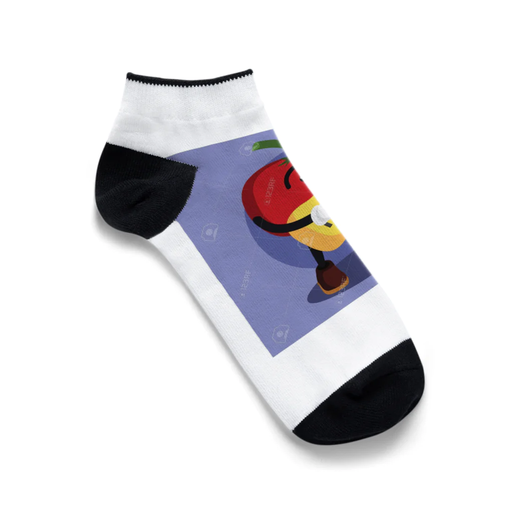 satomatoのイラストのギターを弾くトマトくん Ankle Socks