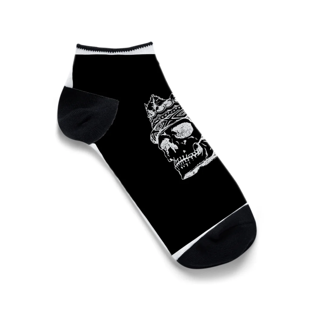 COOL&SIMPLEのBlack White Illustrated Skull King  Ankle Socks