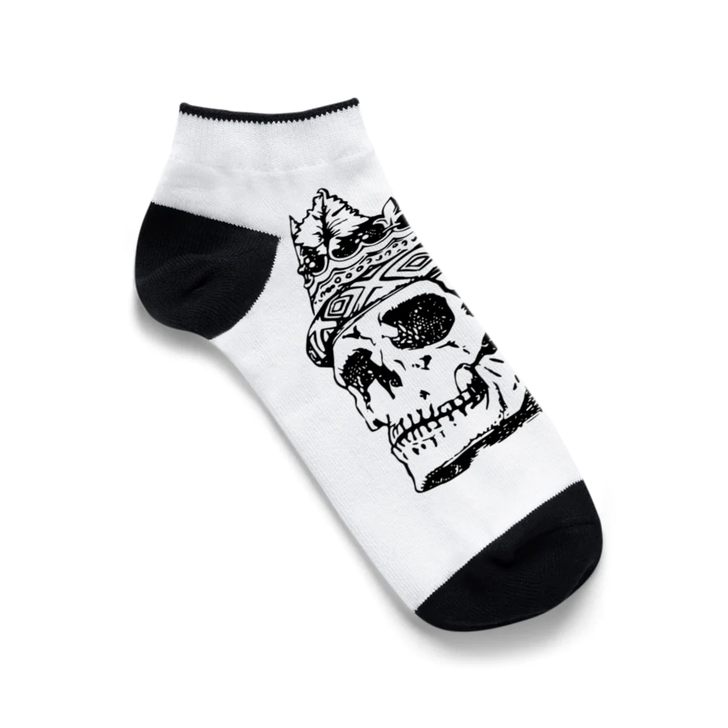 COOL&SIMPLEのBlack White Illustrated Skull King  Ankle Socks