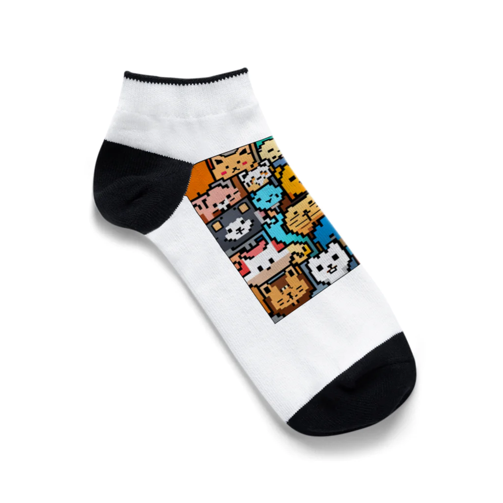 動物マニアのドット絵ショップのドット絵の可愛い動物たち Ankle Socks