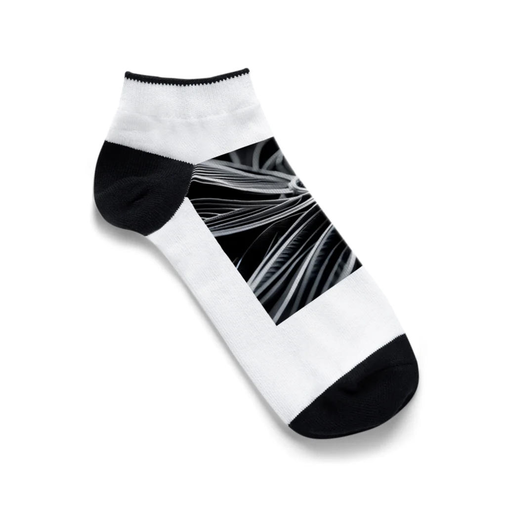  Neo Nature Threads（ネオ ネイチャー スレッズ）のモノクロフラワー Ankle Socks