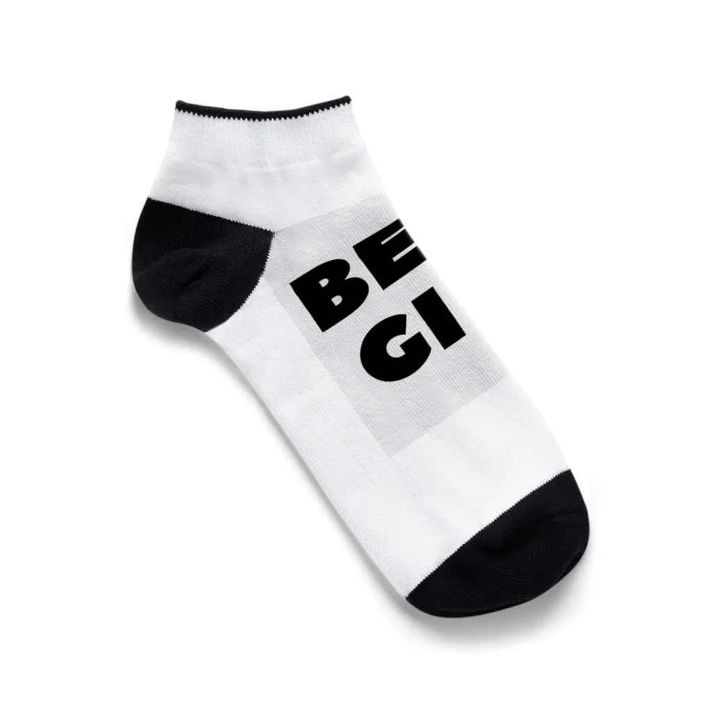 BEERのビールガール_黒字(白背景) Ankle Socks