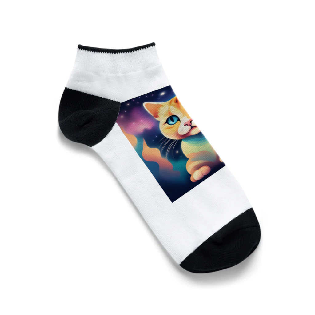 猫の憩い場の夜空を見つめる猫 Ankle Socks