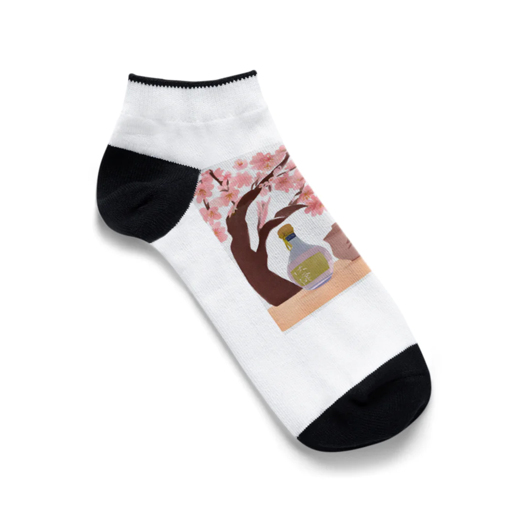 無類の酒好きの桜の下で花見酒 Ankle Socks