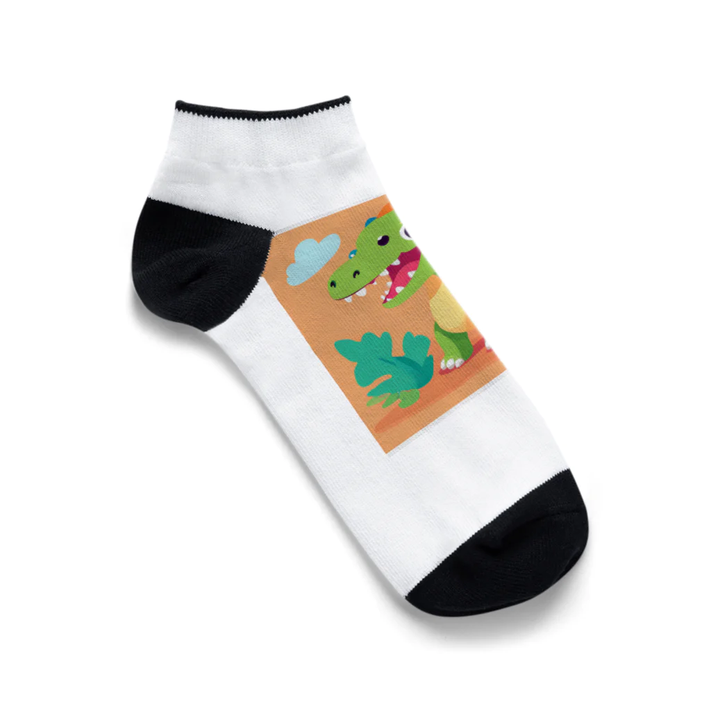 かわいいグッズのかわいい恐竜のイラストグッズ Ankle Socks