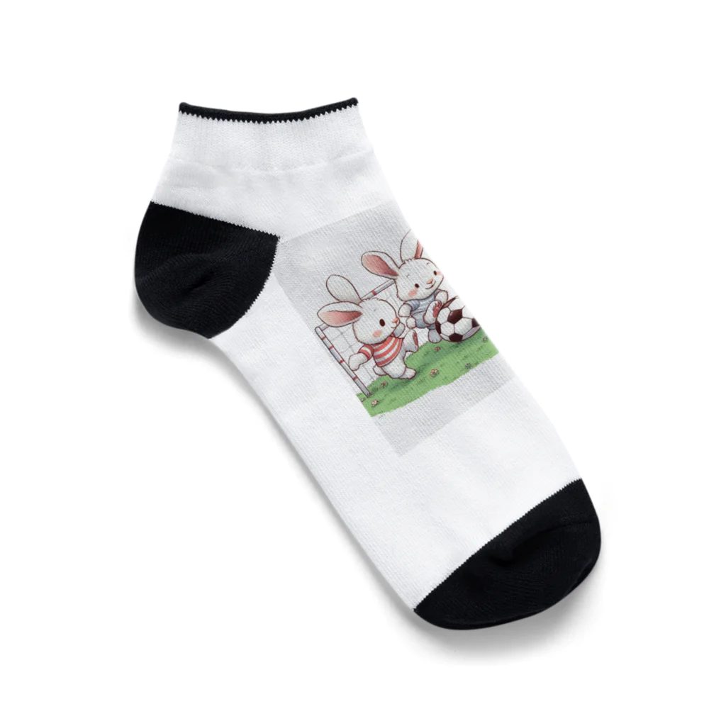 honhiroのキックでキュート！サッカーウサギ Ankle Socks