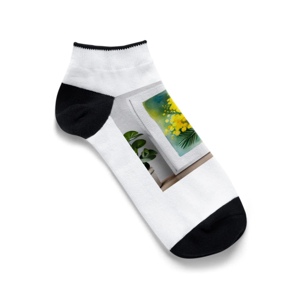 haiiichan♪の水彩グラフィックミモザTシャツ Ankle Socks