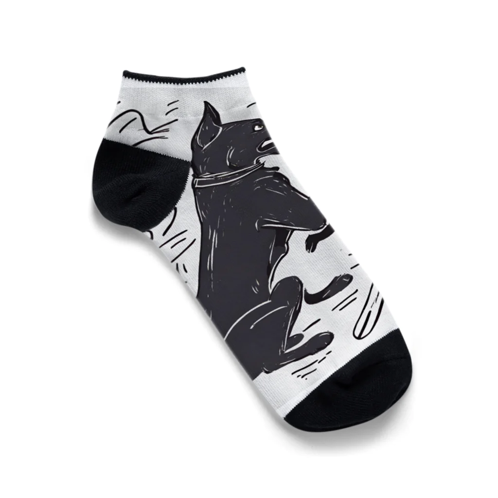 omochiのへやの犬と猫のたたかい Ankle Socks