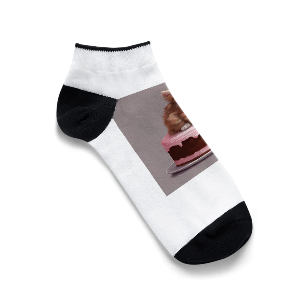 にゃんこぷにのケーキの上の仔猫ちゃん Ankle Socks