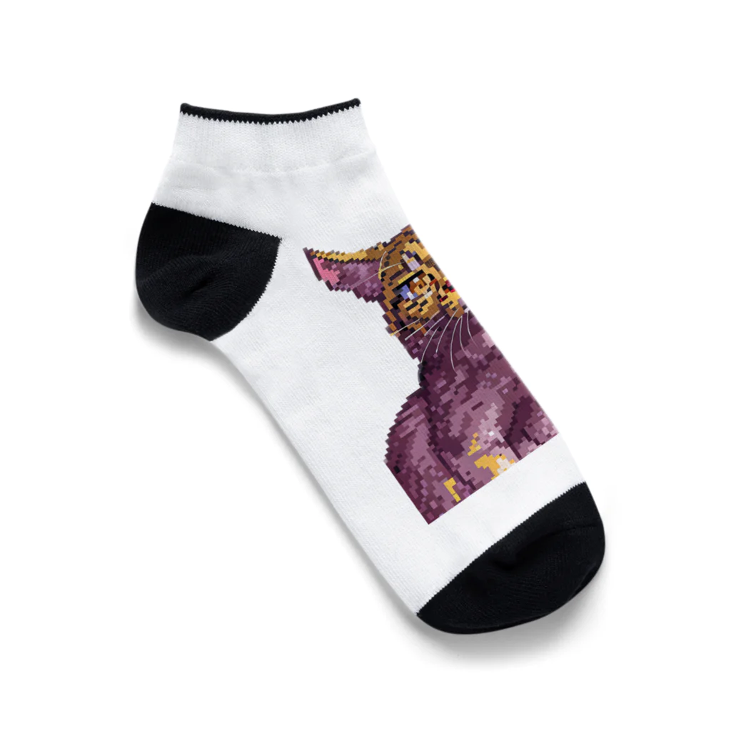 サメ肌男子の茶トラネコ(ドット絵) Ankle Socks