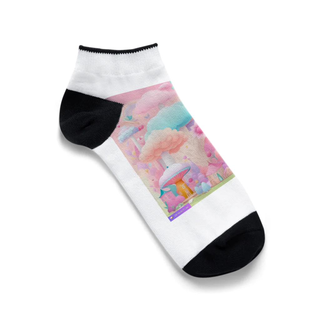 千裕アトリエ（いつもありがとう）のキノコのアート Ankle Socks