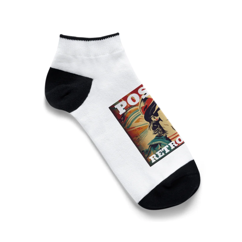 kazu_gのレトロ風ポスター（女性） Ankle Socks