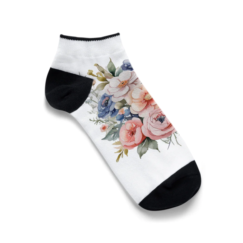 ファンシーTシャツ屋のパステルカラーの花束 Ankle Socks