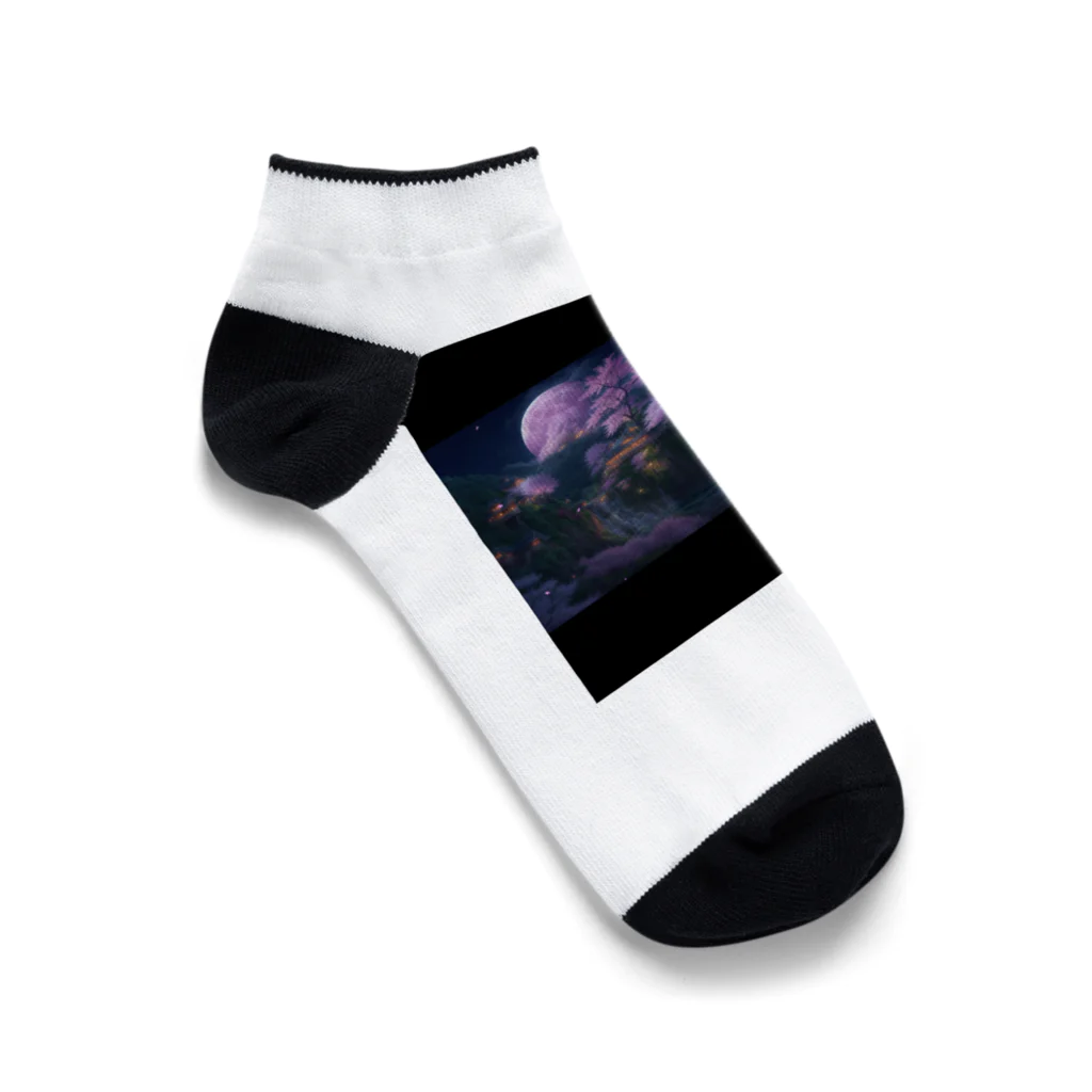 ココロ葉shopの古風な夜桜 Ankle Socks