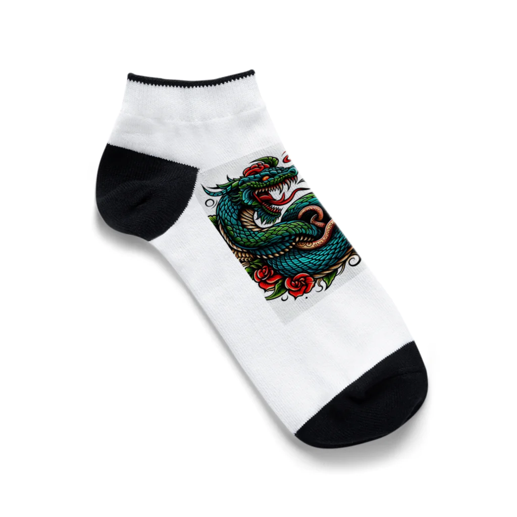 mitsu_tattooの鶏と蛇の喧嘩 Ankle Socks