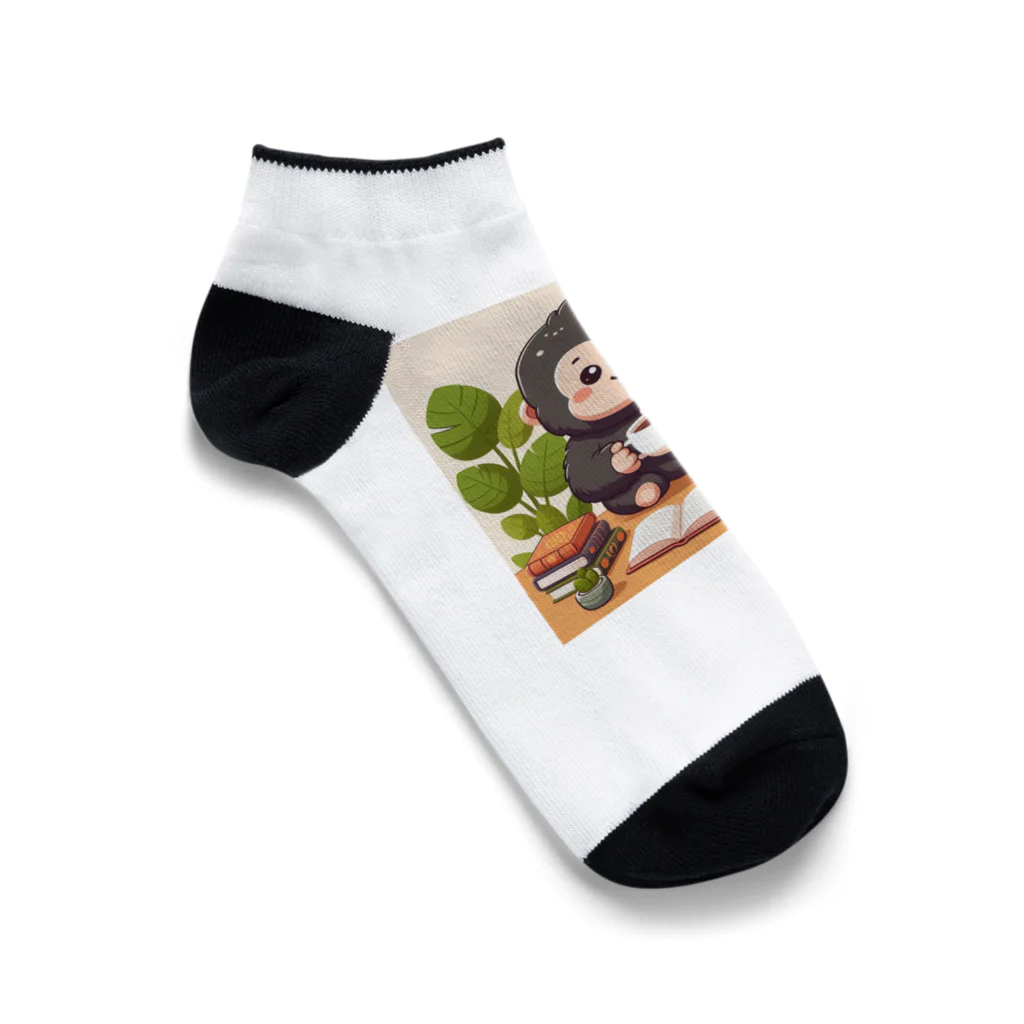 星パンダショップのほっこりコーヒーごりら君 Ankle Socks