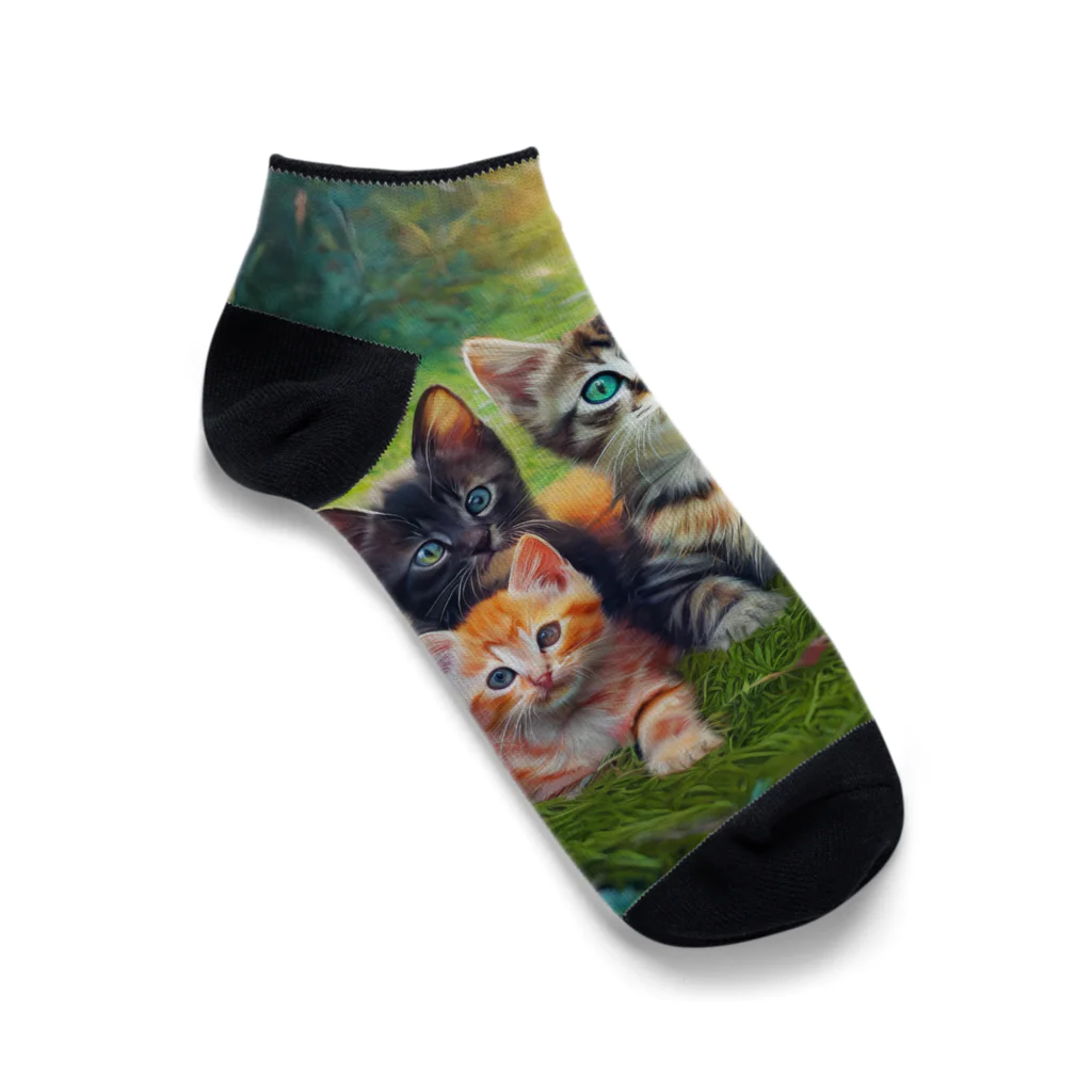 Colorful Canvasの猫ちゃん大集合 Ankle Socks