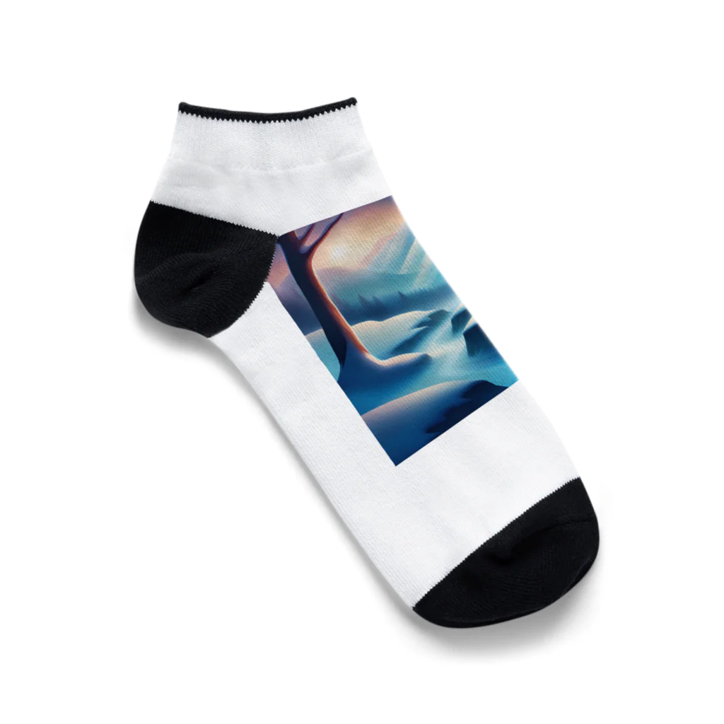 Passionista Lifestyle Emporium : 情熱的なライフスタイルエンポリウムの極光の冬景色とトナカイ Ankle Socks