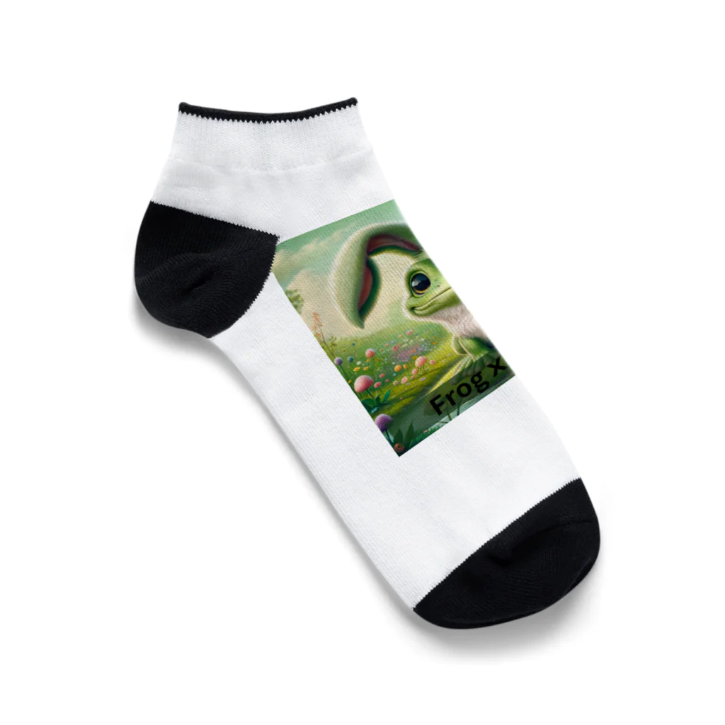 5168のカエルｘウサギ Ankle Socks