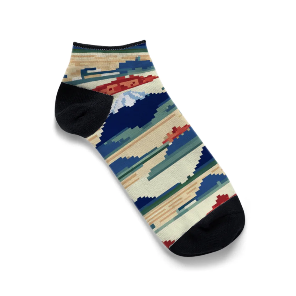 curtisの富士山ピクセルアート Ankle Socks