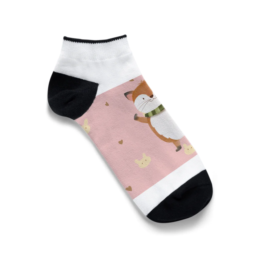 和み庵のキツネ君と遊ぼ Ankle Socks