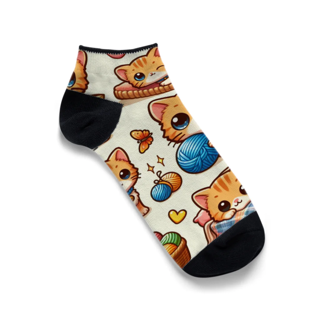 yos-1292583のねこニコばん Ankle Socks