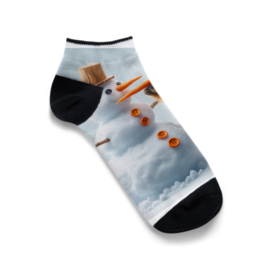 hirashoの雪だるまとマーモット Ankle Socks