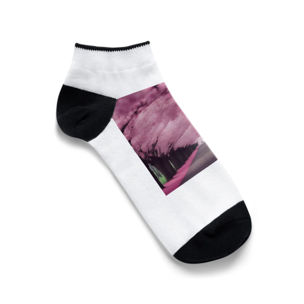 りばーあにまるの満開の桜道 Ankle Socks