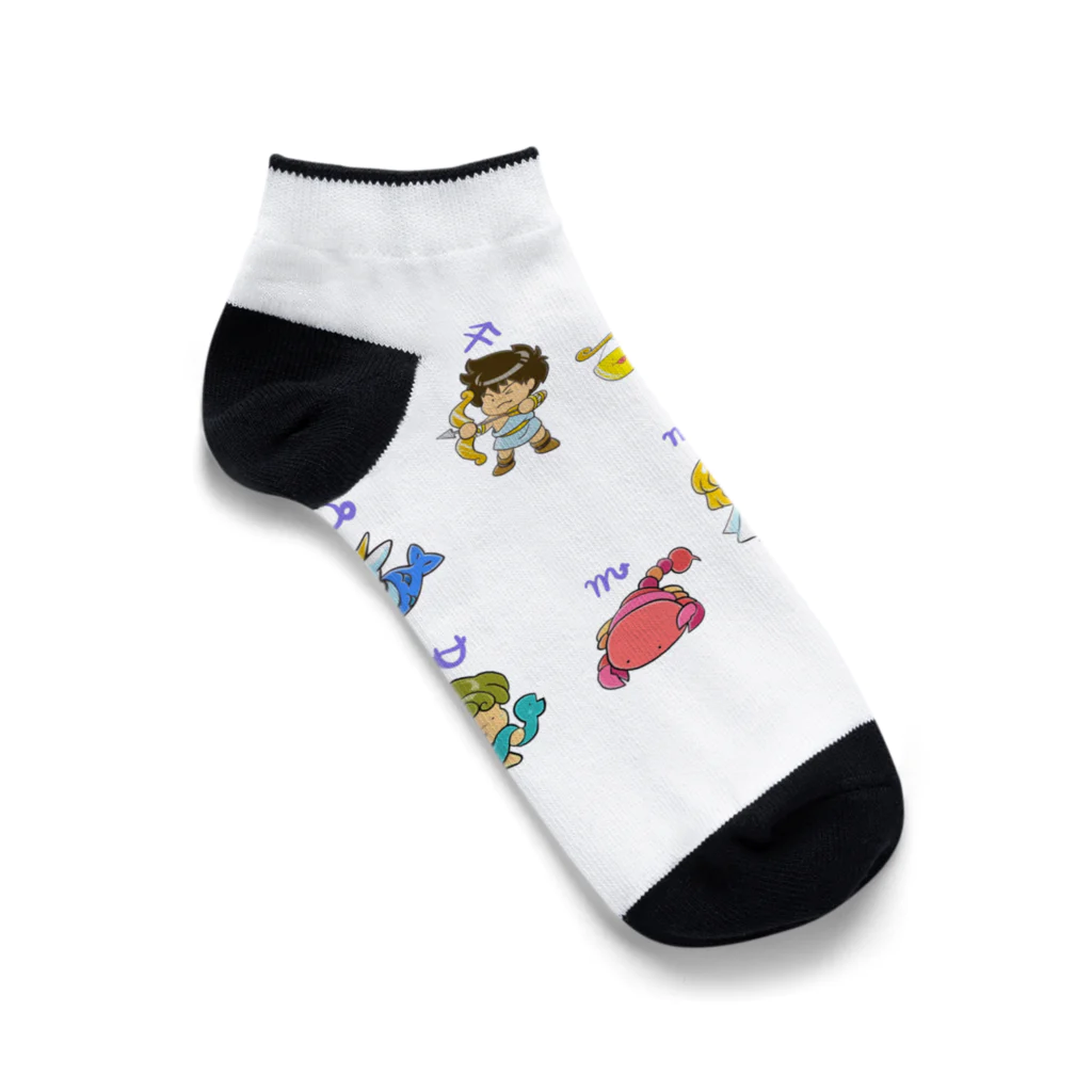 もふもふ堂のギリシャ神話好きへ！、かわいい１２（１３）星座のデザイン Ankle Socks