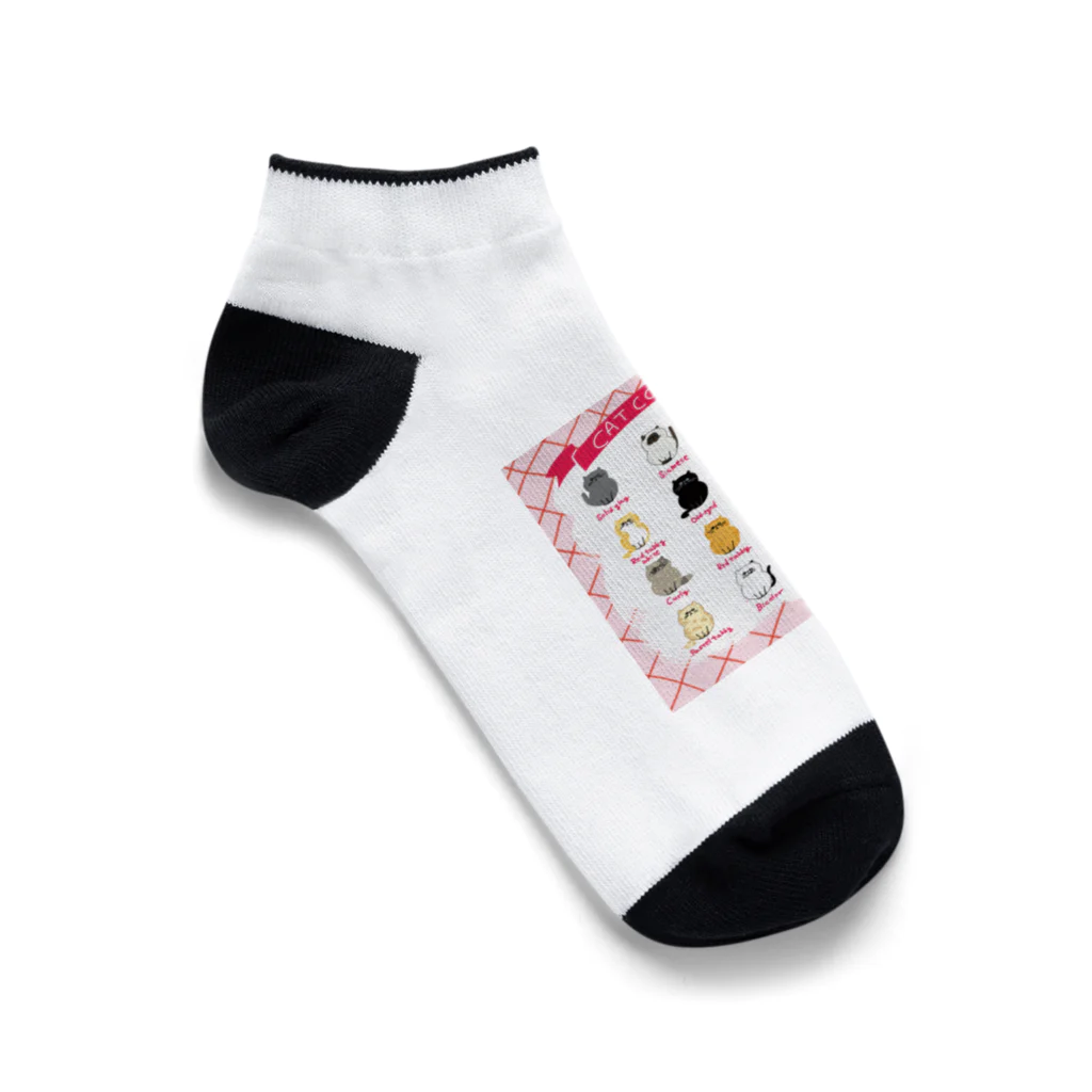 そぼろのプリント屋さんのキャットカラーガイド（ねこ図鑑） Ankle Socks