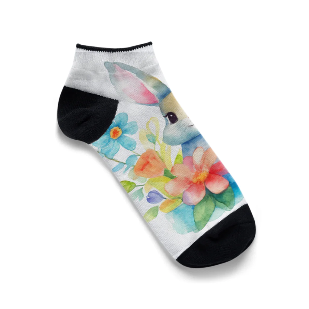 うさぎやの花に囲まれたうさぎ2 Ankle Socks