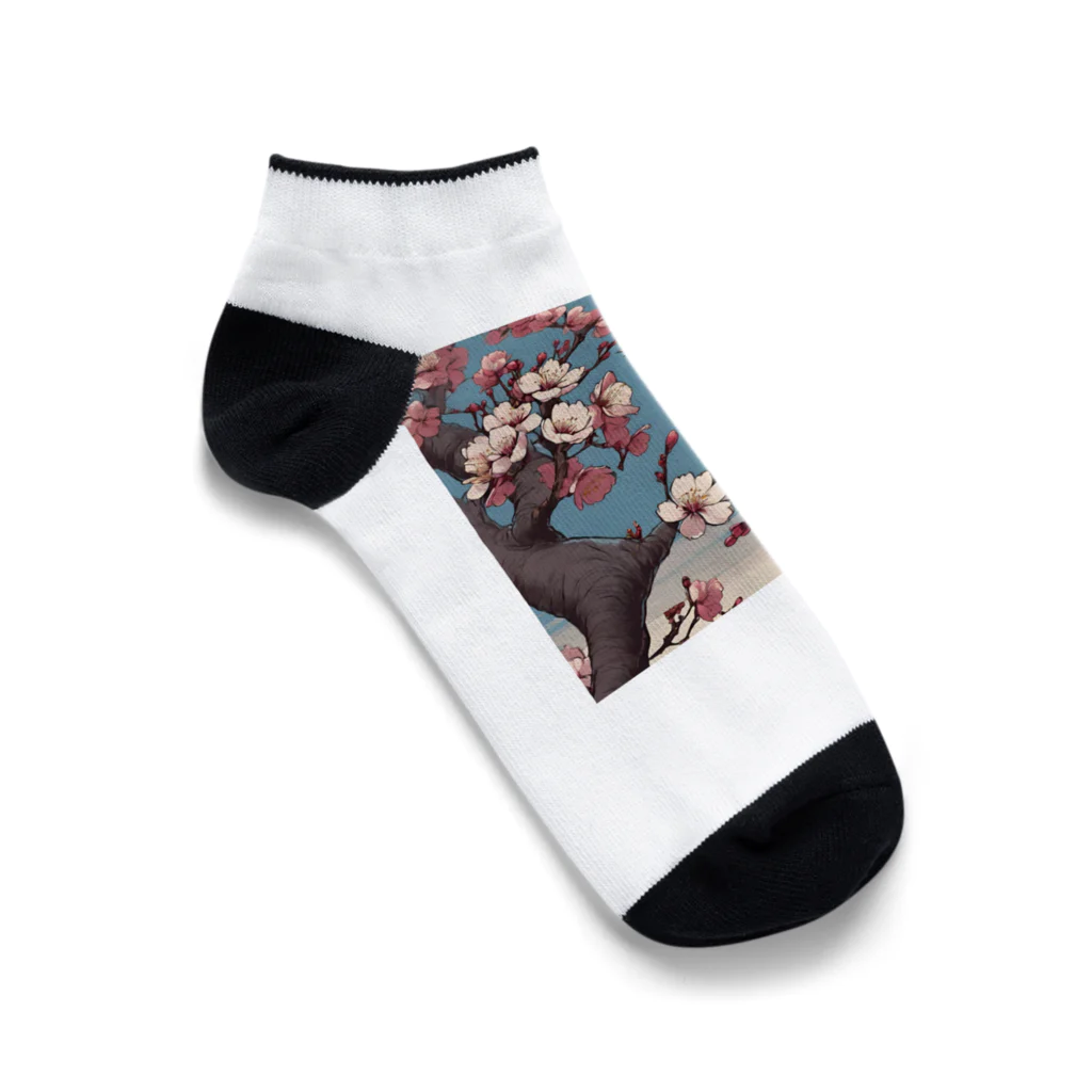 ウェブエンパイアの桜と雀（Cherry blossom & sparrow)  01 Ankle Socks