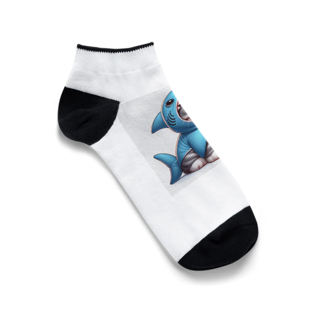 IloveCatのサメのフードを被った子猫 Ankle Socks