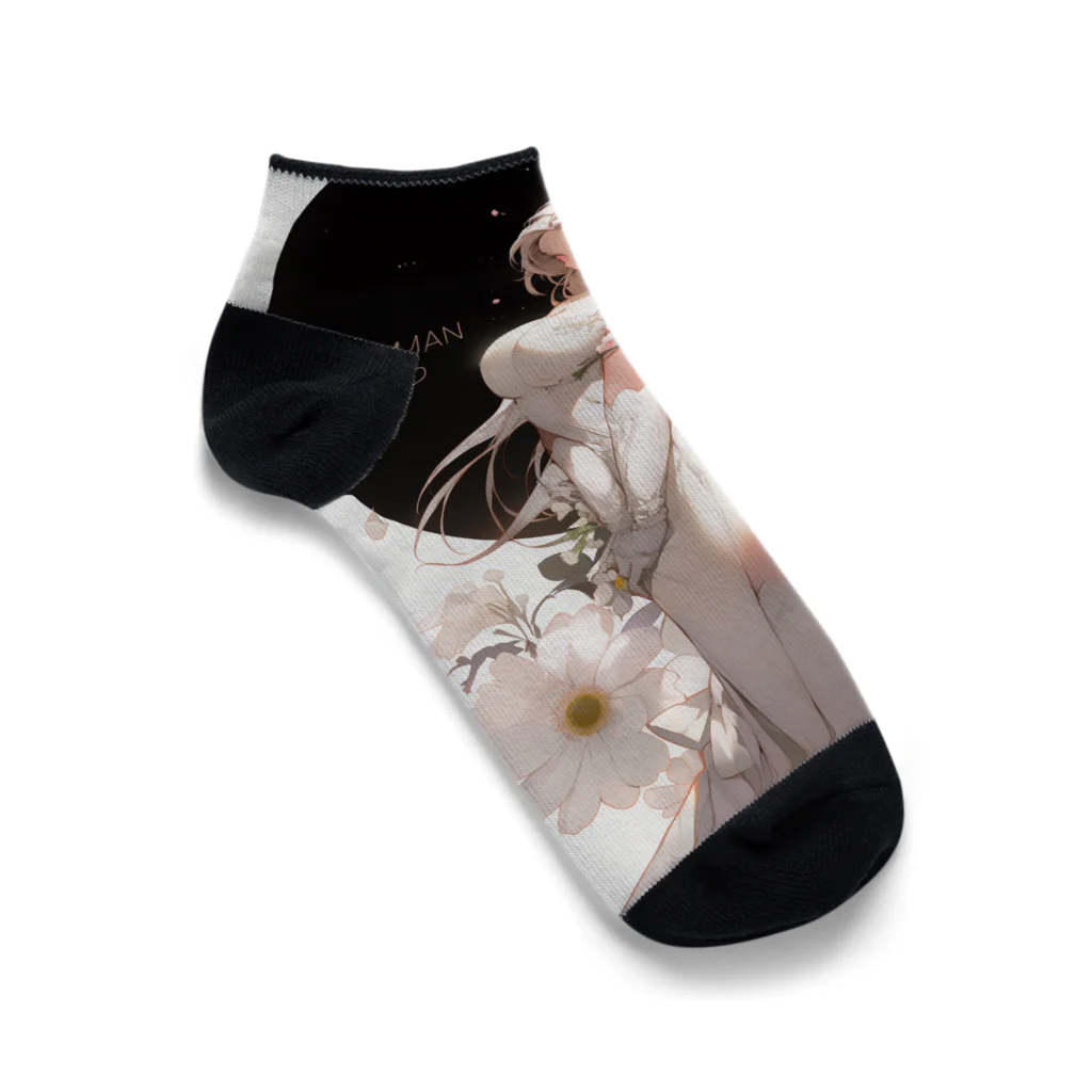 AQUAMETAVERSEの女性と白い花　なでしこ1478 Ankle Socks