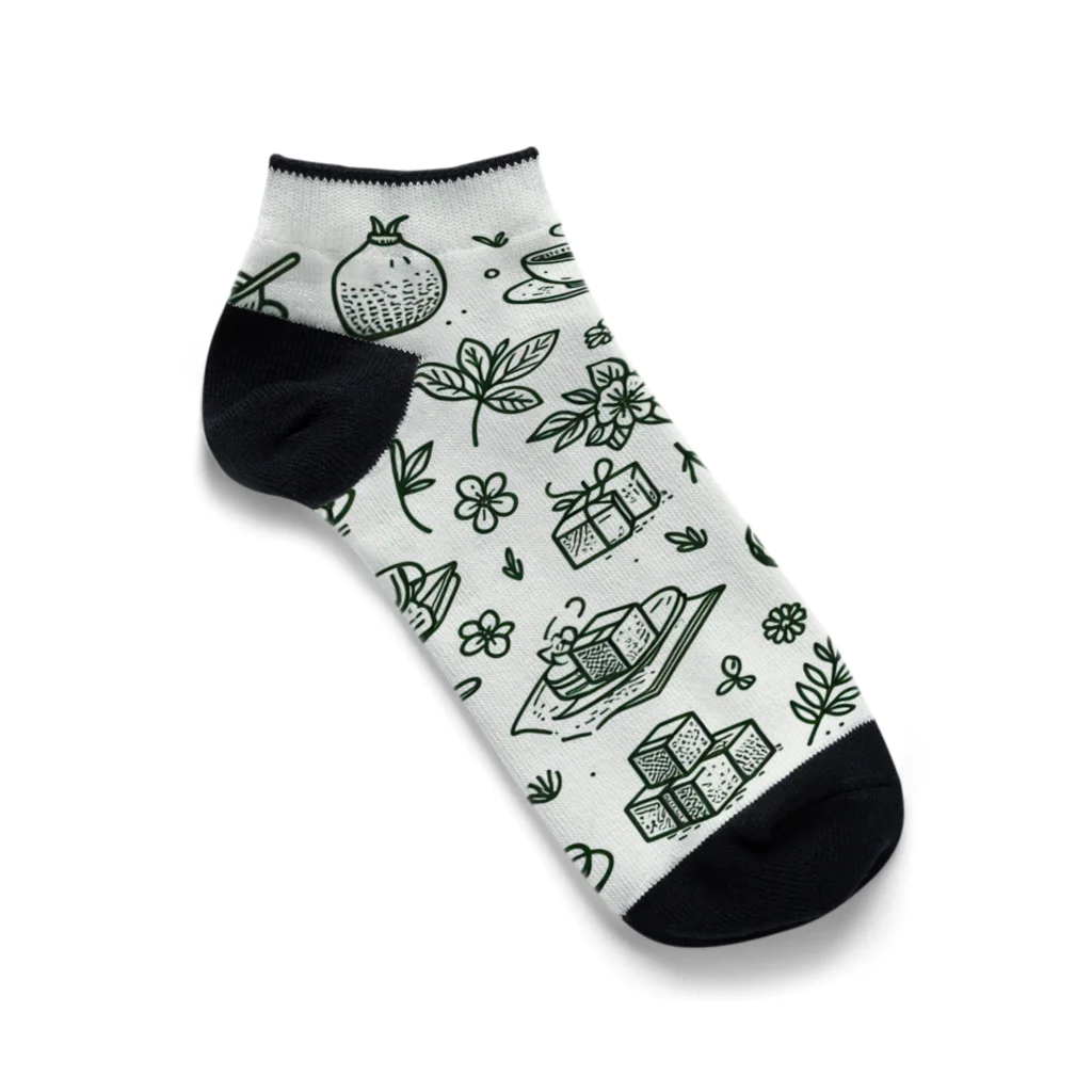 Green__teaのお茶柄 Ankle Socks