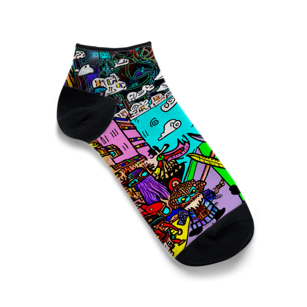 Ａ’ｚｗｏｒｋＳの宇宙人類皆兄弟 VERTICAL Ankle Socks